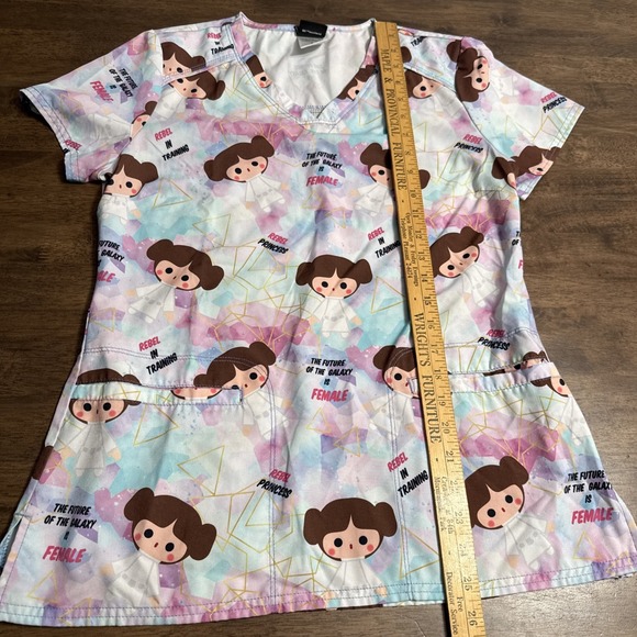 Star Wars Scrub Top Women's S Short Sleeve Princess Leia Rebel Princess Pockets - Picture 4 of 5